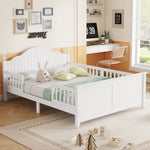 Load image into Gallery viewer, Wood Full Platform White Kids Bed with Headboard & Footboard
