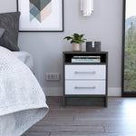 Load image into Gallery viewer, Modern 19.9' High Nightstand with Two Drawers Concealed Shelf