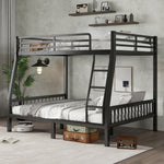 Load image into Gallery viewer, Over Queen Metal Bunk Black Bed with Ladder & Slats
