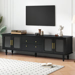Load image into Gallery viewer, Retro Design TV Stand with Fluted Glass Doors for TVs Up to 78''