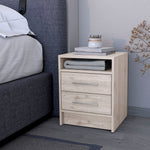 Load image into Gallery viewer, Modern Light Gray Nightstand with Two Drawers Concealed Shelf