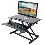 Load image into Gallery viewer, Adjustable Height Standing Black Laptop Desk with Keyboard Tray