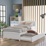 Load image into Gallery viewer, White Twin size Platform Bed with Trundle