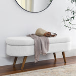 Load image into Gallery viewer, White Oval Storage Bench With Rubber Wood Legs