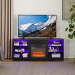 Load image into Gallery viewer, 3D Fireplace TV Stand with LED Lights Wood with USB Charging Outlet