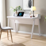 Load image into Gallery viewer, White Home Office Writing Desk Ground Outlet Usb-A Ports