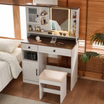 Load image into Gallery viewer, Farmhouse White Makeup Vanity Desk with Mirror & Lights