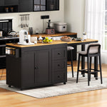 Load image into Gallery viewer, 74.8' Kitchen Island Cart Extendable Dining Table 3 Drawers Power Outlet