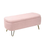 Load image into Gallery viewer, Modern Pink Storage Ottoman Bench for End of Bed Gold Legs
