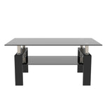 Load image into Gallery viewer, Rectangle Black Glass Coffee Table Modern Side Center Table