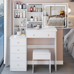 Load image into Gallery viewer, 37' Middle Size Left Bedside Cabinet Vanity Table Cushioned Stool
