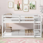 Load image into Gallery viewer, White Solid Rubber Wooden Twin over Twin Floor Bunk Bed with Ladder