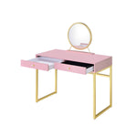 Load image into Gallery viewer, Pink & Gold Finish Vanity Desk W/Mirror & Jewelry Tray
