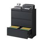 Load image into Gallery viewer, Modern Black 3-Drawer Lateral File Cabinet with Lock
