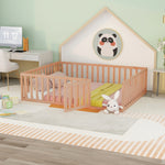 Load image into Gallery viewer, Queen Size Wood Floor Kids Bed Frame with Fence and Door