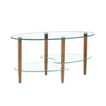 Load image into Gallery viewer, Modern Transparent Oval Glass Coffee Table with Oak Wood Legs