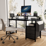 Load image into Gallery viewer, 47.3'Office Desk With Power Outlet 2 Monitor Stands