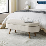 Load image into Gallery viewer, Rubber Wood Legs Oval Beige Storage Bench