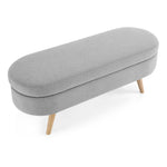 Load image into Gallery viewer, Oval Grey Linen Storage Bench with Rubber Wood Legs