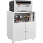 Load image into Gallery viewer, Mobile Lateral Printer Tables White Filing Cabinet with Open Storage Shelf