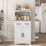 Load image into Gallery viewer, Wooden Kitchen Cabinet White Pantry Storage Microwave Cabinet with Storage Drawer