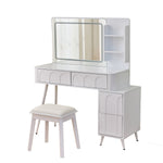 Load image into Gallery viewer, Modern White Makeup Vanity Desk with LED Lights & Mirror