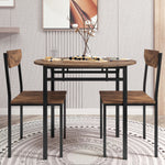 Load image into Gallery viewer, Modern 3-Piece Round Dining Table Set with Drop Leaf & 2 Chairs