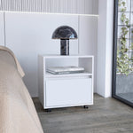 Load image into Gallery viewer, 20'H White Nightstand with One Open Shelf 1 Drawer and Casters
