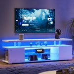 Load image into Gallery viewer, LED Gaming Entertainment TV Stand with Large Side Cabinet for 70 Inch TV