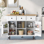 Load image into Gallery viewer, White Kitchen Cart with Rubber Wood Drop-Leaf Countertop