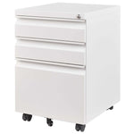 Load image into Gallery viewer, White Metal Organizer Mobile 3-Drawer File Cabinet with Lock