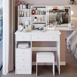 Load image into Gallery viewer, 37' Middle Size Left Drawer Desktop Vanity Table With Cushioned Stool