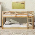 Load image into Gallery viewer, Solid Rubber Wooden Twin over Twin Floor Bunk Bed with Ladder