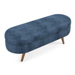 Load image into Gallery viewer, Modern Dark Blue Oval Storage Bench with Rubber Wood Legs