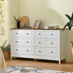 Load image into Gallery viewer, 6 Drawer White Dresser with Wide Drawer & Metal Handles