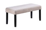 Load image into Gallery viewer, Soft Fabric Seat Neutral Tone Bench Black Wooden Tapered Legs