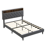 Load image into Gallery viewer, Modern Dark Grey Queen-Size Upholstered Bed Frame