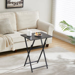 Load image into Gallery viewer, Black 2-Piece Folding TV Tray Table Portable Sofa Side Table