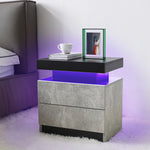 Load image into Gallery viewer, Nightstand LED Bedside Table Cabinet Lights Modern End Side with 2 Drawers