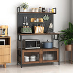 Load image into Gallery viewer, Kitchen Bakers Rack Utility Storage Shelf with Door Microwave Oven Stand