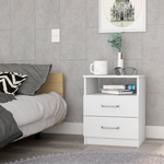 Load image into Gallery viewer, 20'H White Nightstand with Two Drawers Open Shelf