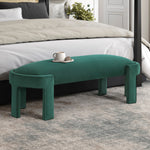 Load image into Gallery viewer, Stylish Upholstered Bench Green Velvet Fabric Foam Cushioned Seat