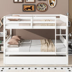 Load image into Gallery viewer, Full Over Full Rubber Wood Bunk Bed with Trundle Ladder & Guardrails