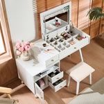 Load image into Gallery viewer, 3-in-1 Makeup Vanity Desk with Lighted Flip-Top Mirror & Adjustable Cabinet