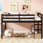 Load image into Gallery viewer, Rubber Wooden Twin Loft Black Bed with Ladder