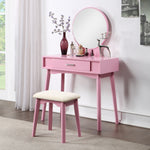 Load image into Gallery viewer, Contemporary Wood Pink Makeup Vanity and Stool Set