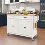 Load image into Gallery viewer, White Kitchen Island Cart with Solid Wood Top and Locking Wheels