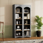 Load image into Gallery viewer, Modern 72' Heigh Free Standing 5 Tier Grey Bookshelves