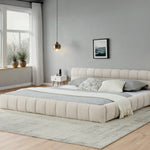 Load image into Gallery viewer, King size Upholstered Beige Bed Frame with Thick Fabric