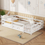 Load image into Gallery viewer, White Wood Kids Bed Twin Size with Fence